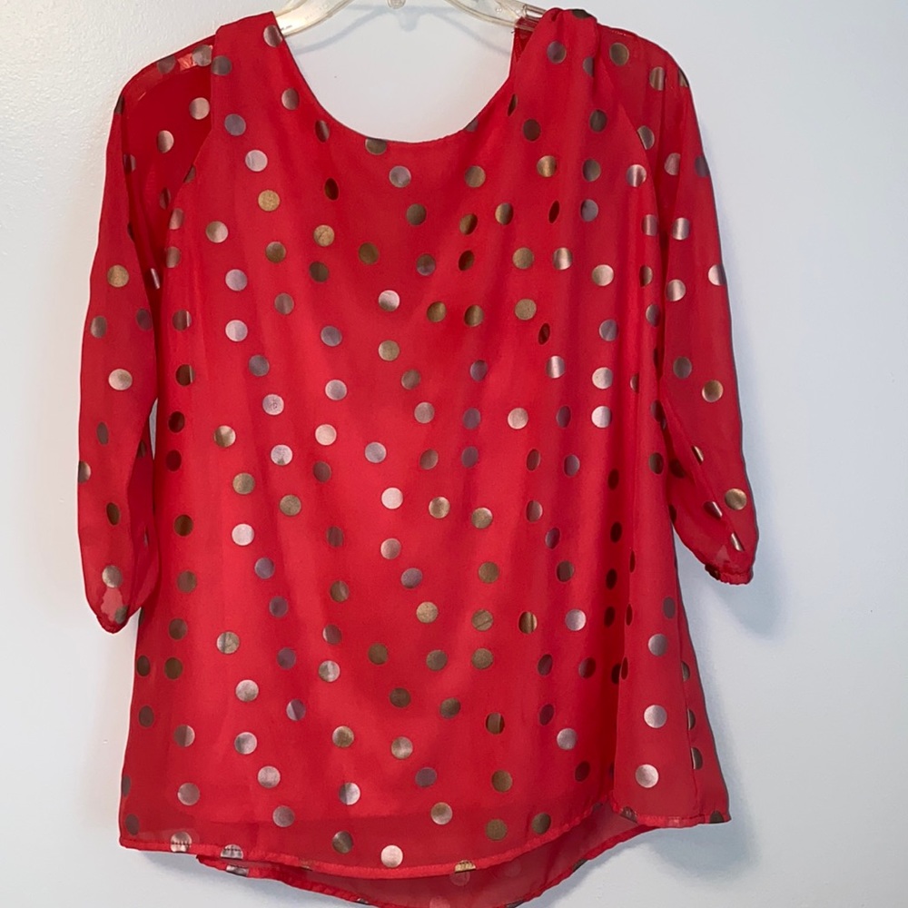 Hot Pink and Gold polka Dot Judith March Blouse
